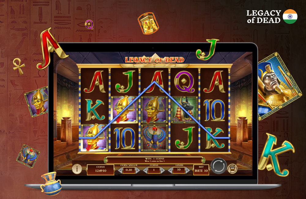 The exciting slot Legacy of Dead attracts Indian players with its Egyptian theme, freespins and high chance of winnings