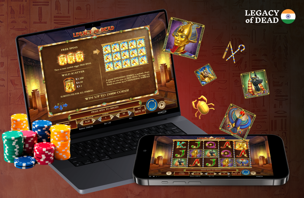 The high-volatility Legacy of Dead slot is a favourite among Indian players due to its features like autoplay, free spins bonus, Gamble feature