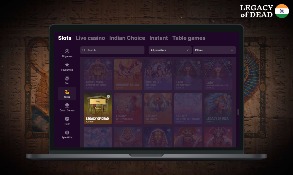 The Legacy of Dead demo version allows users from India to learn the mechanics of the slot machine, familiarize themselves with the rules of the game, and simply play for free for their own pleasure